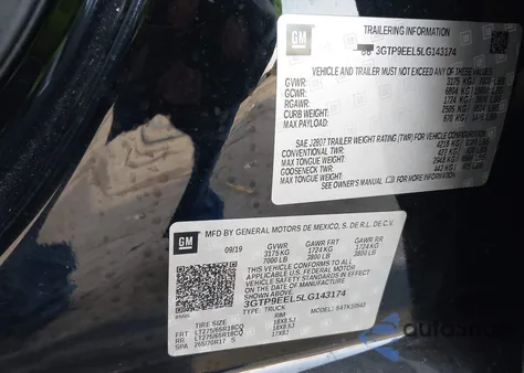 2020 GMC Sierra 1500 4Wd Short Box At4 z USA, uszkodzony, nr VIN 3GTP9EEL5LG143174